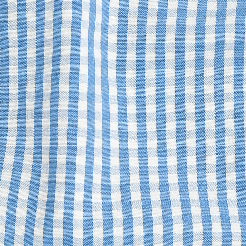 Premium Vista Blue and White Gingham Cotton Shirting Detail Premium Vista Blue and White Gingham Cotton Shirting Detail