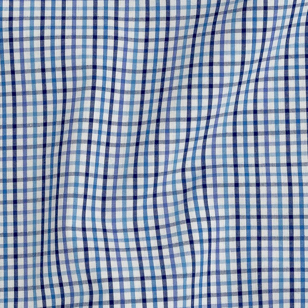 Premium Gradient Blues Minute Plaid Cotton Shirting Detail Premium Gradient Blues Minute Plaid Cotton Shirting Detail