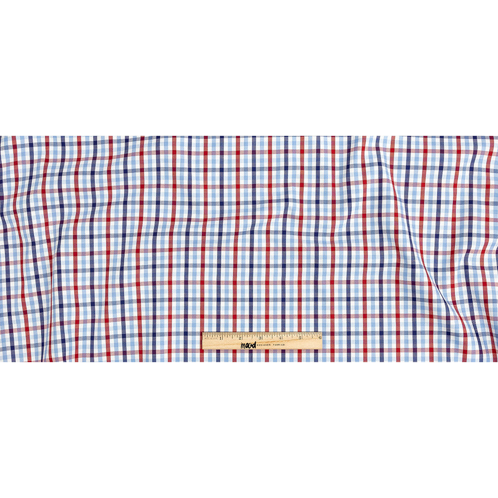 Premium Tomato Puree, White and Blue Medium Tattersall Checkered Cotton Shirting Full Premium Tomato Puree, White and Blue Medium Tattersall Checkered Cotton Shirting Full