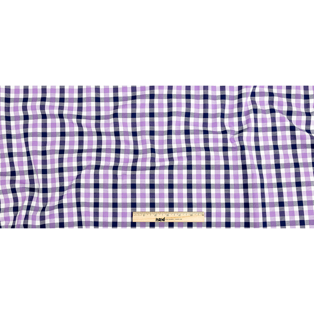 Premium Deep Wisteria and Navy Large Tattersall Checkered Cotton Shirting Full Premium Deep Wisteria and Navy Large Tattersall Checkered Cotton Shirting Full