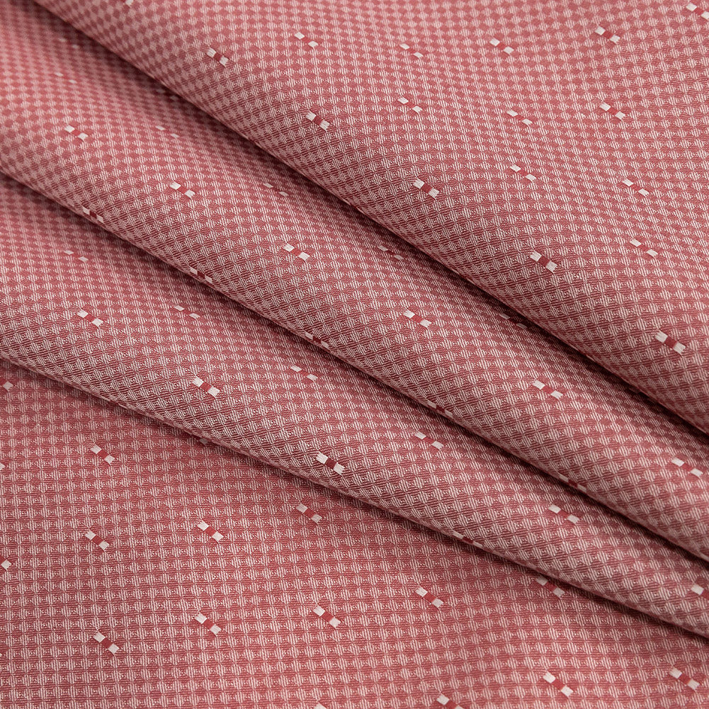 Premium Red Minute Checks Dobby Cotton Shirting Folded Premium Red Minute Checks Dobby Cotton Shirting Folded