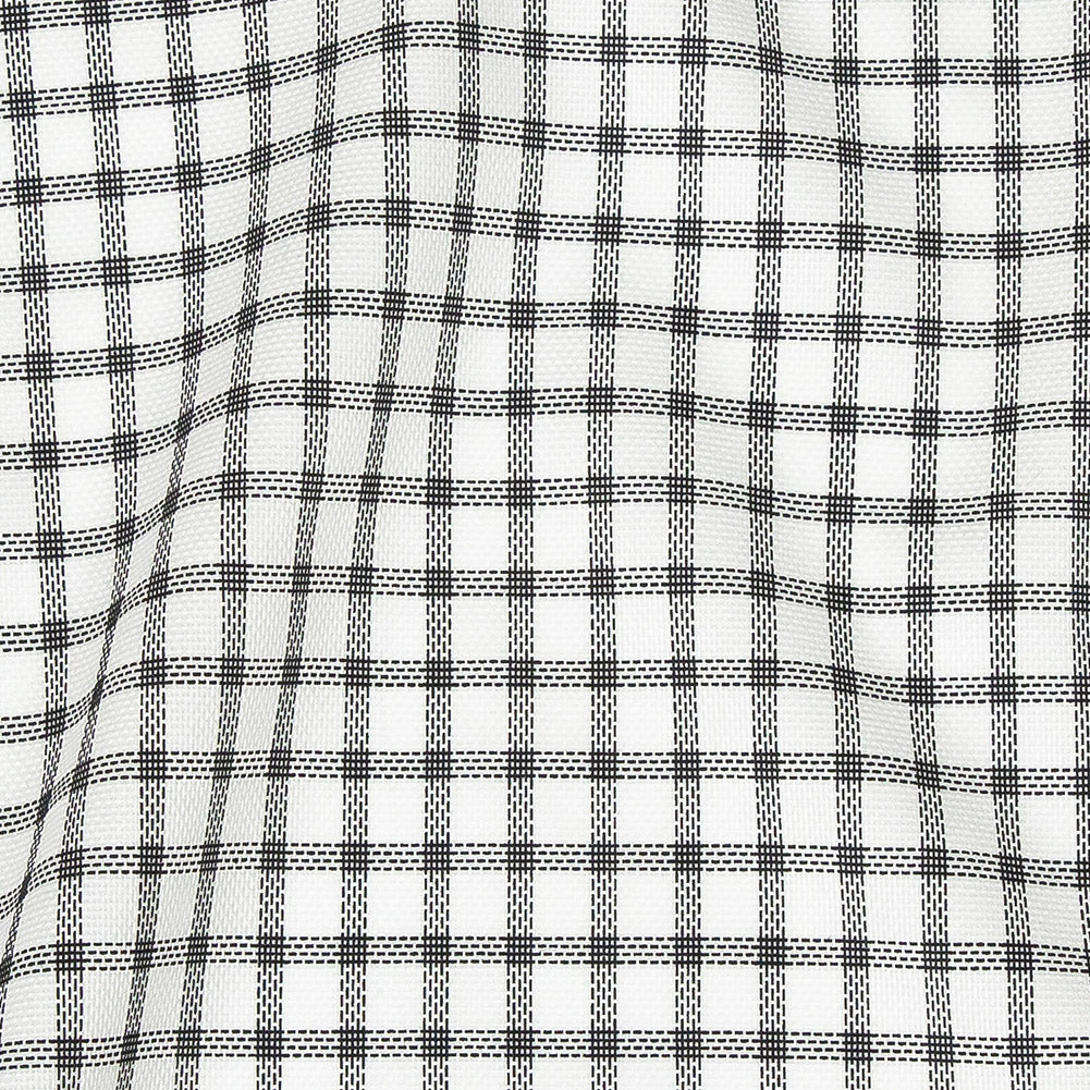 Premium Black and White Plaid Basketweave Cotton Shirting Detail Premium Black and White Plaid Basketweave Cotton Shirting Detail