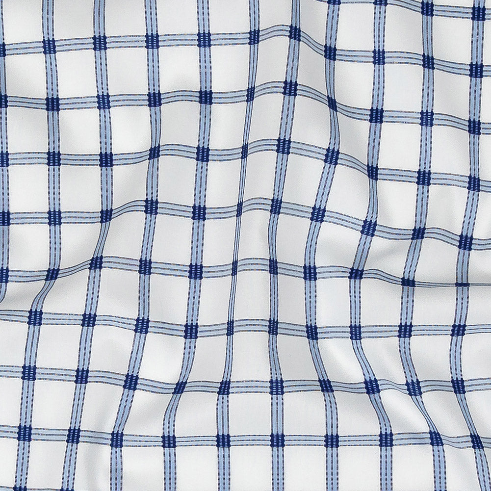 Premium Blue and White Checkered Dobby Cotton Shirting Detail Premium Blue and White Checkered Dobby Cotton Shirting Detail