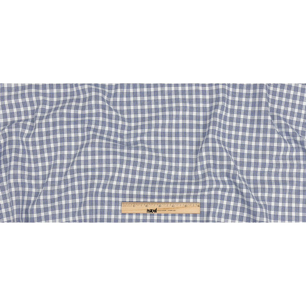 Premium Deep Ultramarine and White Patterned Checks Dobby Cotton Shirting Full Premium Deep Ultramarine and White Patterned Checks Dobby Cotton Shirting Full