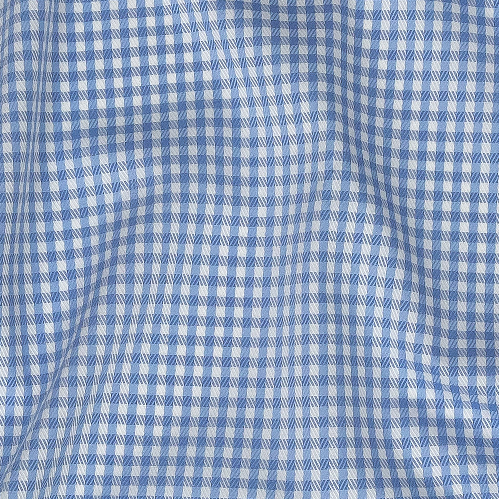 Premium Light Blue and White Checkered and Herringbone Cotton Dobby Shirting Detail Premium Light Blue and White Checkered and Herringbone Cotton Dobby Shirting Detail