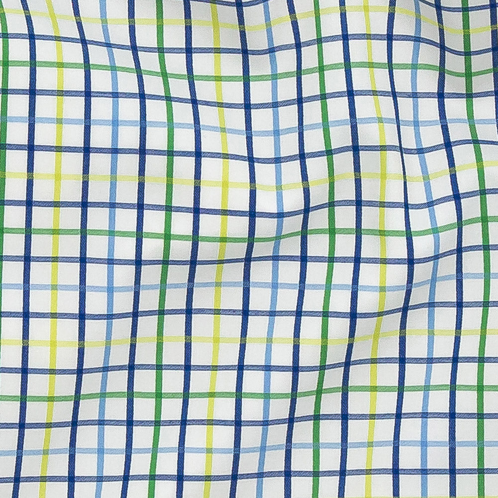 Premium Gradient Green and Olympian Blue Checkered Cotton Shirting Detail Premium Gradient Green and Olympian Blue Checkered Cotton Shirting Detail