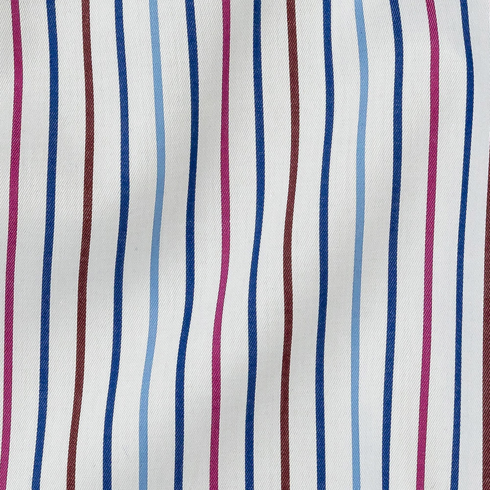 Premium Red, White and Blue Pencil Stripes Twill Cotton Shirting Detail Premium Red, White and Blue Pencil Stripes Twill Cotton Shirting Detail
