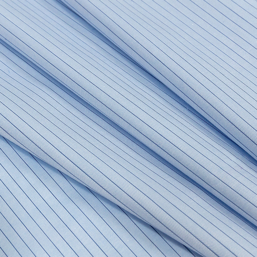 Premium Light Blue Pinstriped Herringbone Dobby Cotton Shirting Folded Premium Light Blue Pinstriped Herringbone Dobby Cotton Shirting Folded
