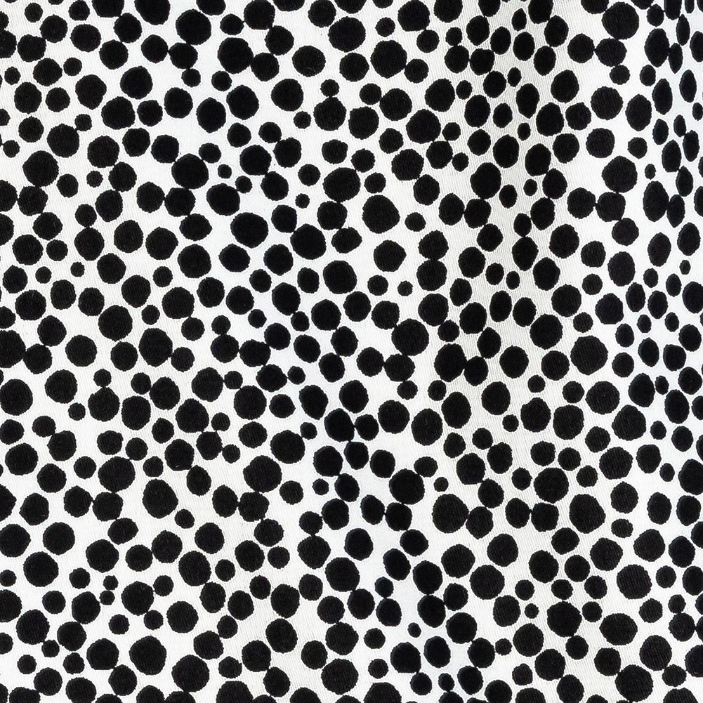 Premium Black and White Circles Printed Twill Cotton Shirting Detail