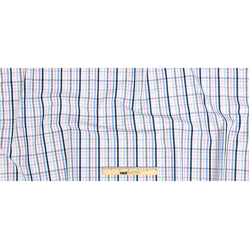 Premium Sky Blue, Candy Pink and White Plaid Cotton Shirting Full Premium Sky Blue, Candy Pink and White Plaid Cotton Shirting Full