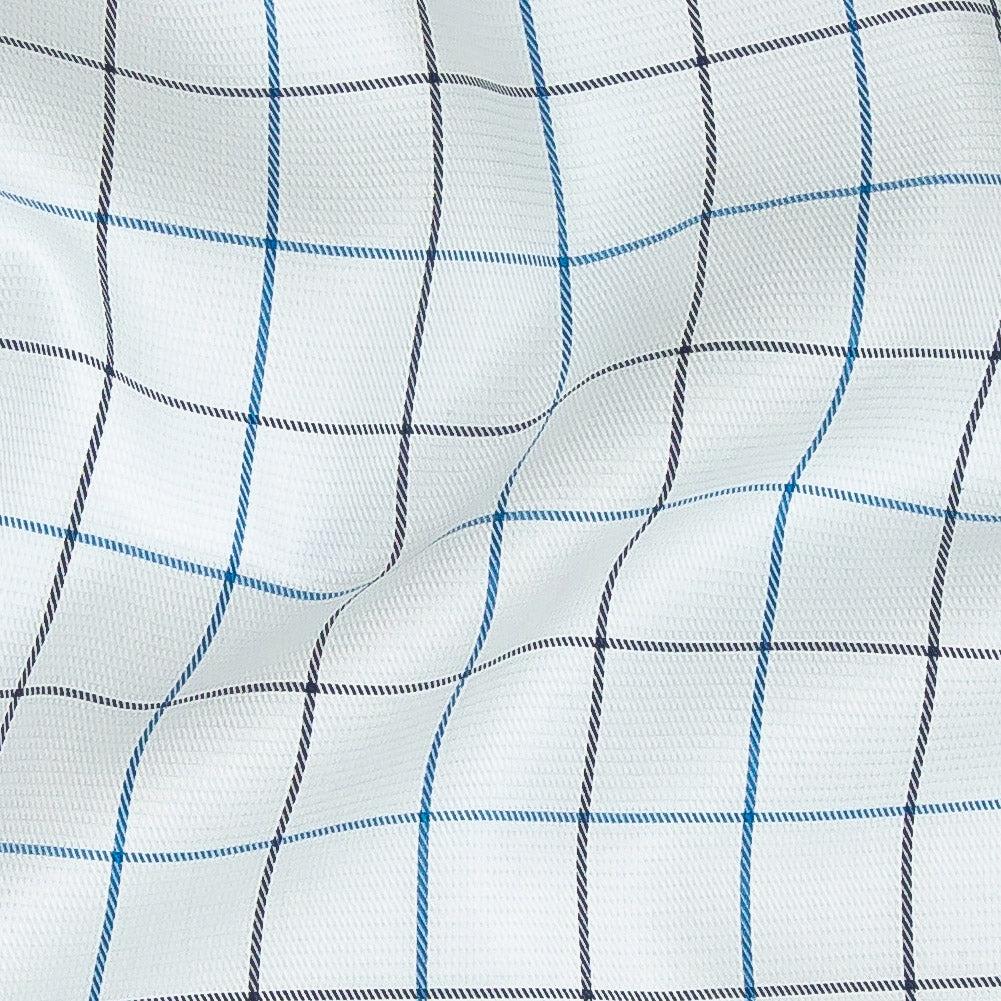 Premium Gradient Blues and White Checkered Dobby Cotton Shirting Detail Premium Gradient Blues and White Checkered Dobby Cotton Shirting Detail
