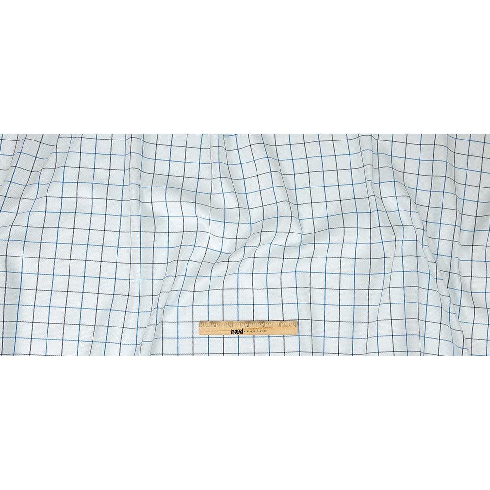 Premium Gradient Blues and White Checkered Dobby Cotton Shirting Full Premium Gradient Blues and White Checkered Dobby Cotton Shirting Full