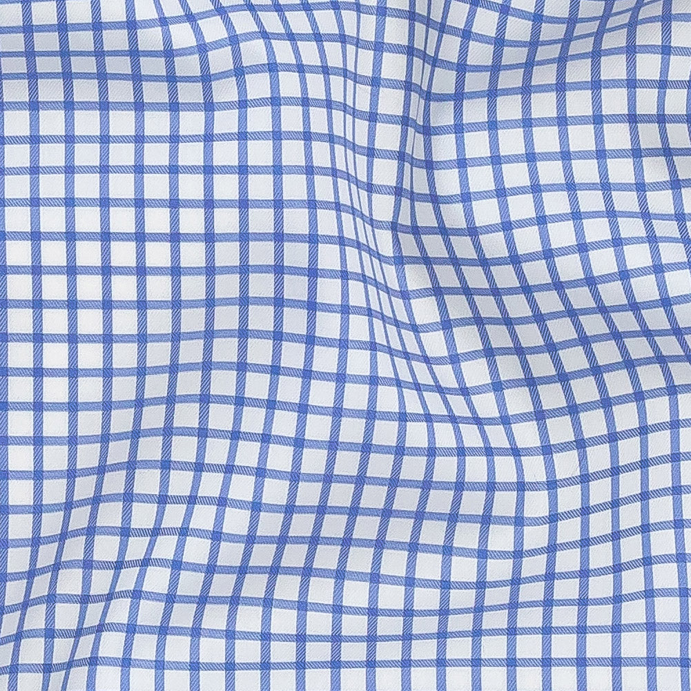 Premium Serenity Blue and White Checkered Wrinkle Resistant Dobby Cotton Shirting Detail Premium Serenity Blue and White Checkered Wrinkle Resistant Dobby Cotton Shirting Detail