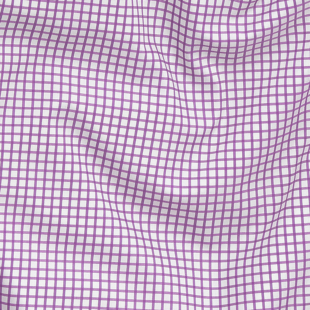 Premium Lilac and White Checkered Wrinkle Resistant Dobby Cotton Shirting Premium Lilac and White Checkered Wrinkle Resistant Dobby Cotton Shirting