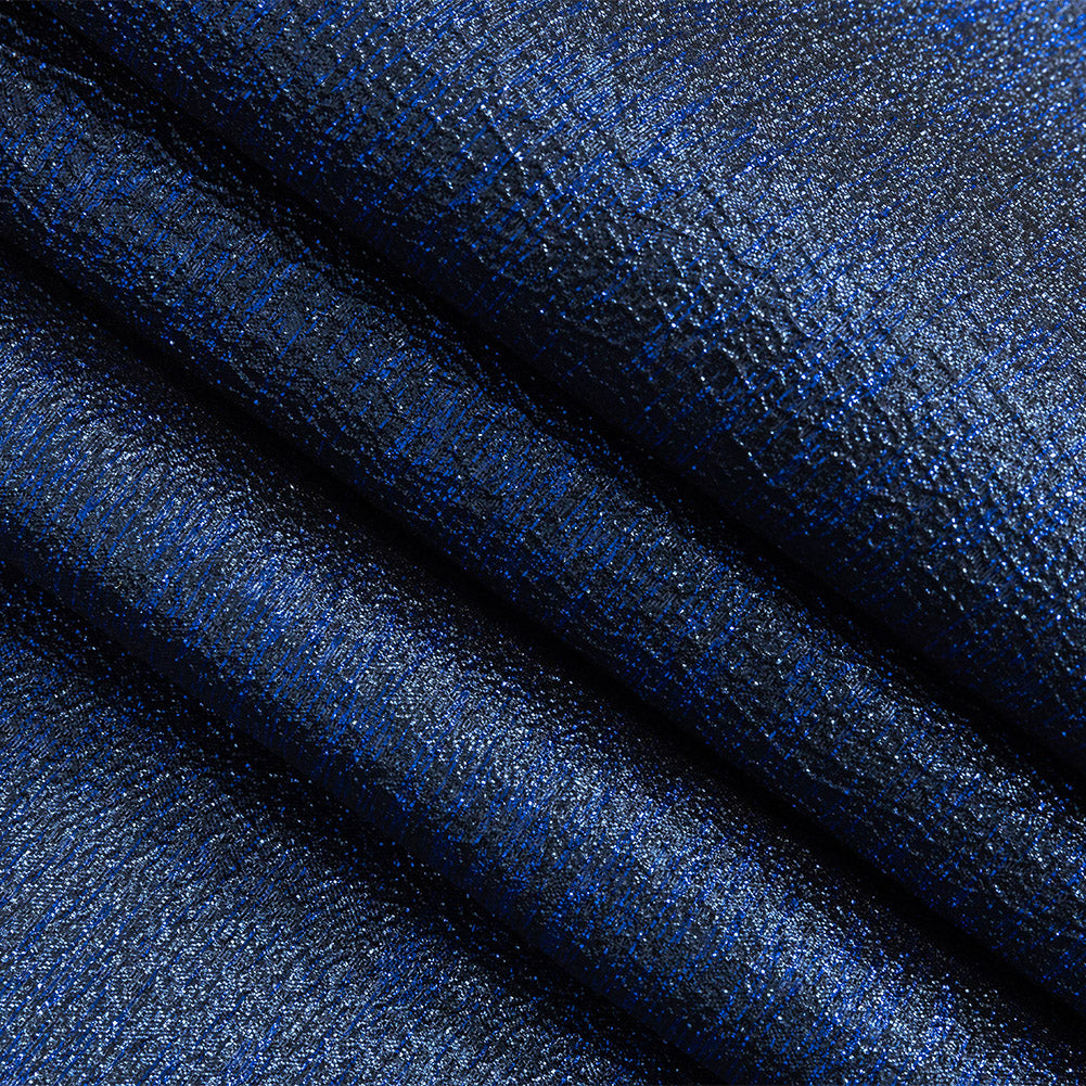 Metallic Royal Blue Crackle Luxury Brocade Detail