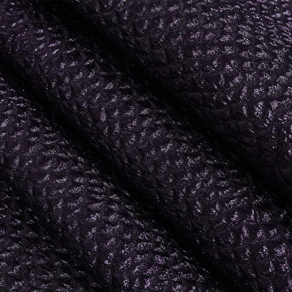 Metallic Eggplant Dimensional Scallops Brocade Detail Metallic Eggplant Dimensional Scallops Brocade Detail