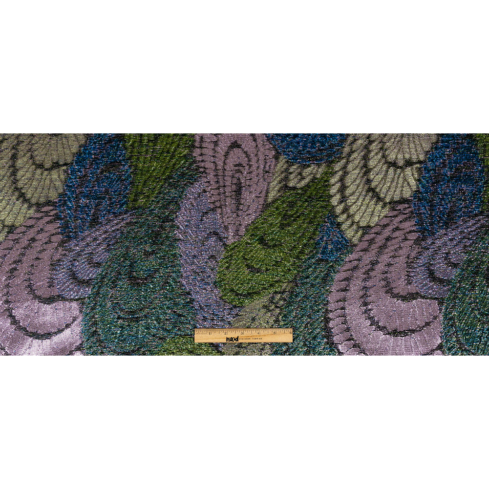 Metallic Diode Blue, Tortuga Bay and Dynasty Pink Peacock Feather Luxury Brocade Metallic Diode Blue, Tortuga Bay and Dynasty Pink Peacock Feather Luxury Brocade
