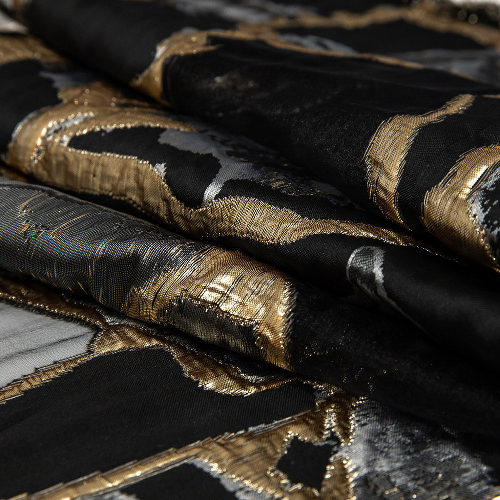 Metallic Gold and Black Abstract Burnout Luxury Brocade Metallic Gold and Black Abstract Burnout Luxury Brocade