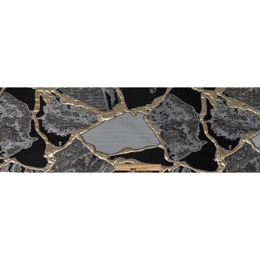 Metallic Gold and Black Abstract Burnout Luxury Brocade Metallic Gold and Black Abstract Burnout Luxury Brocade