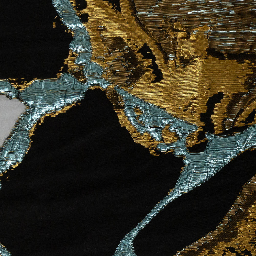 Metallic Gold and Glass-Sea Abstract Burnout Luxury Brocade Metallic Gold and Glass-Sea Abstract Burnout Luxury Brocade