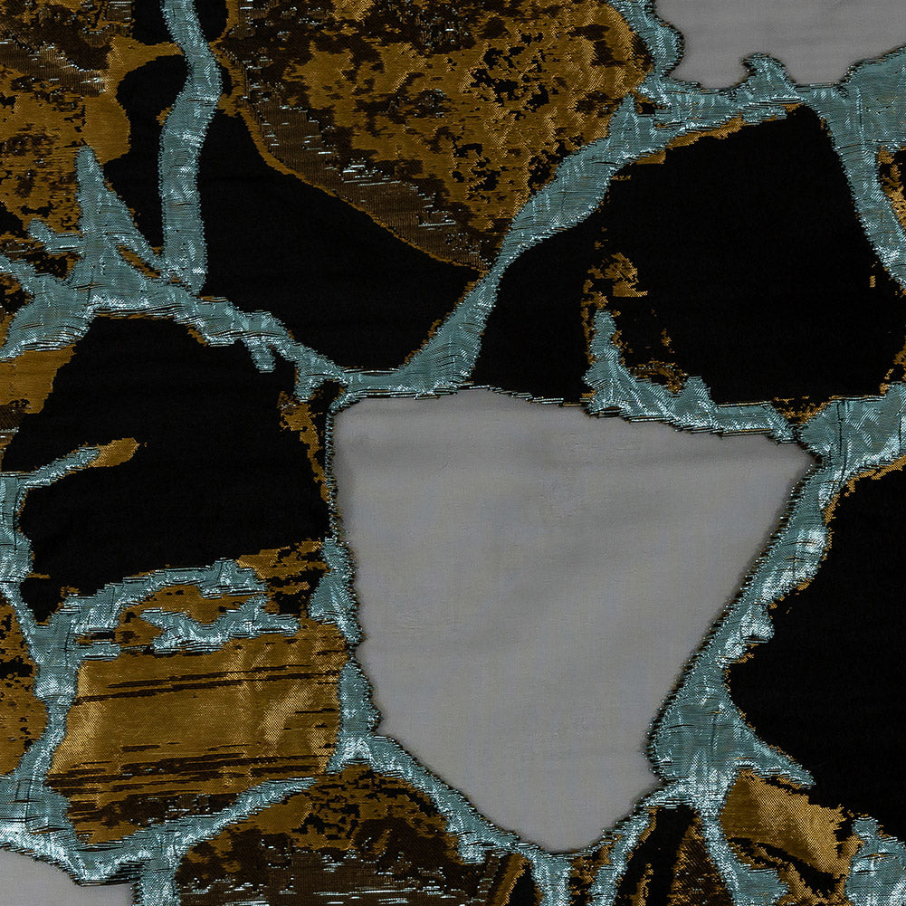 Metallic Gold and Glass-Sea Abstract Burnout Luxury Brocade Metallic Gold and Glass-Sea Abstract Burnout Luxury Brocade