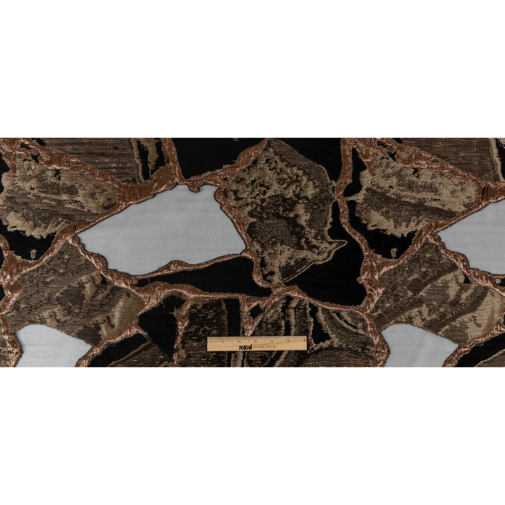 Metallic Two Penny and Black Abstract Burnout Luxury Brocade Metallic Two Penny and Black Abstract Burnout Luxury Brocade