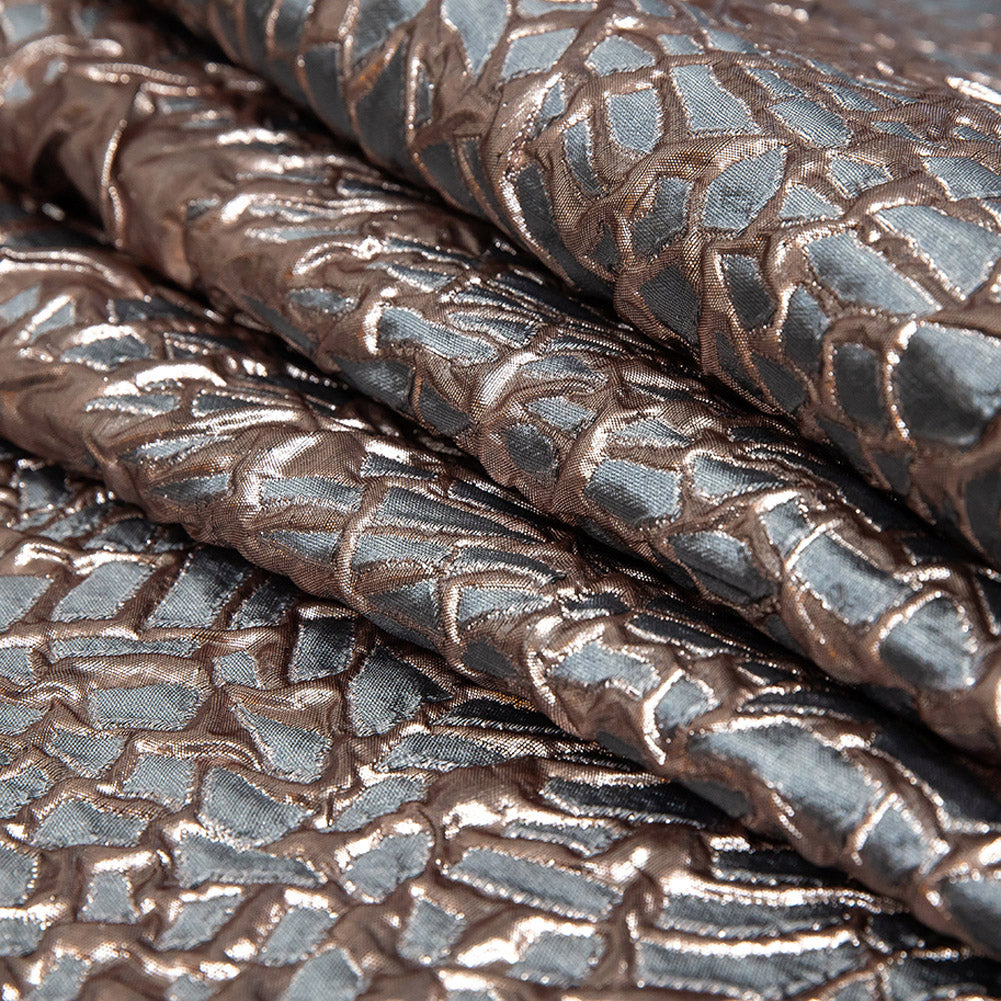 Metallic Rose Gold and Gunmetal Abstract Luxury Brocade Metallic Rose Gold and Gunmetal Abstract Luxury Brocade