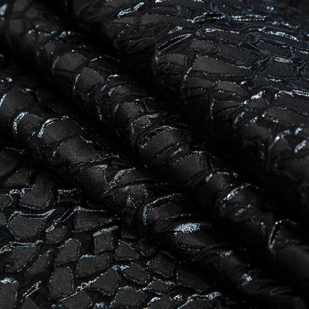 Metallic Black Abstract Luxury Brocade - Folded Metallic Black Abstract Luxury Brocade - Folded
