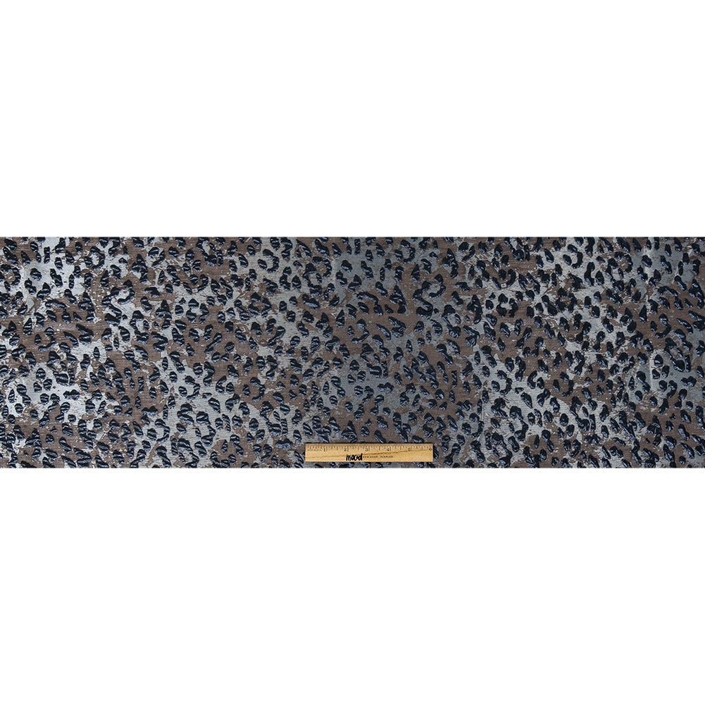 Metallic Navy and Gunmetal Leopard Patterned Luxury Brocade - Full Metallic Navy and Gunmetal Leopard Patterned Luxury Brocade - Full