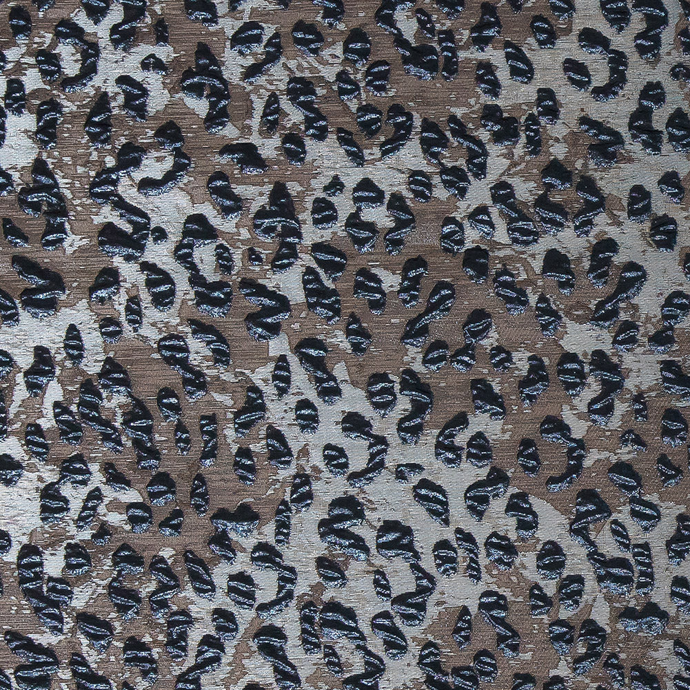 Metallic Navy and Gunmetal Leopard Patterned Luxury Brocade Metallic Navy and Gunmetal Leopard Patterned Luxury Brocade