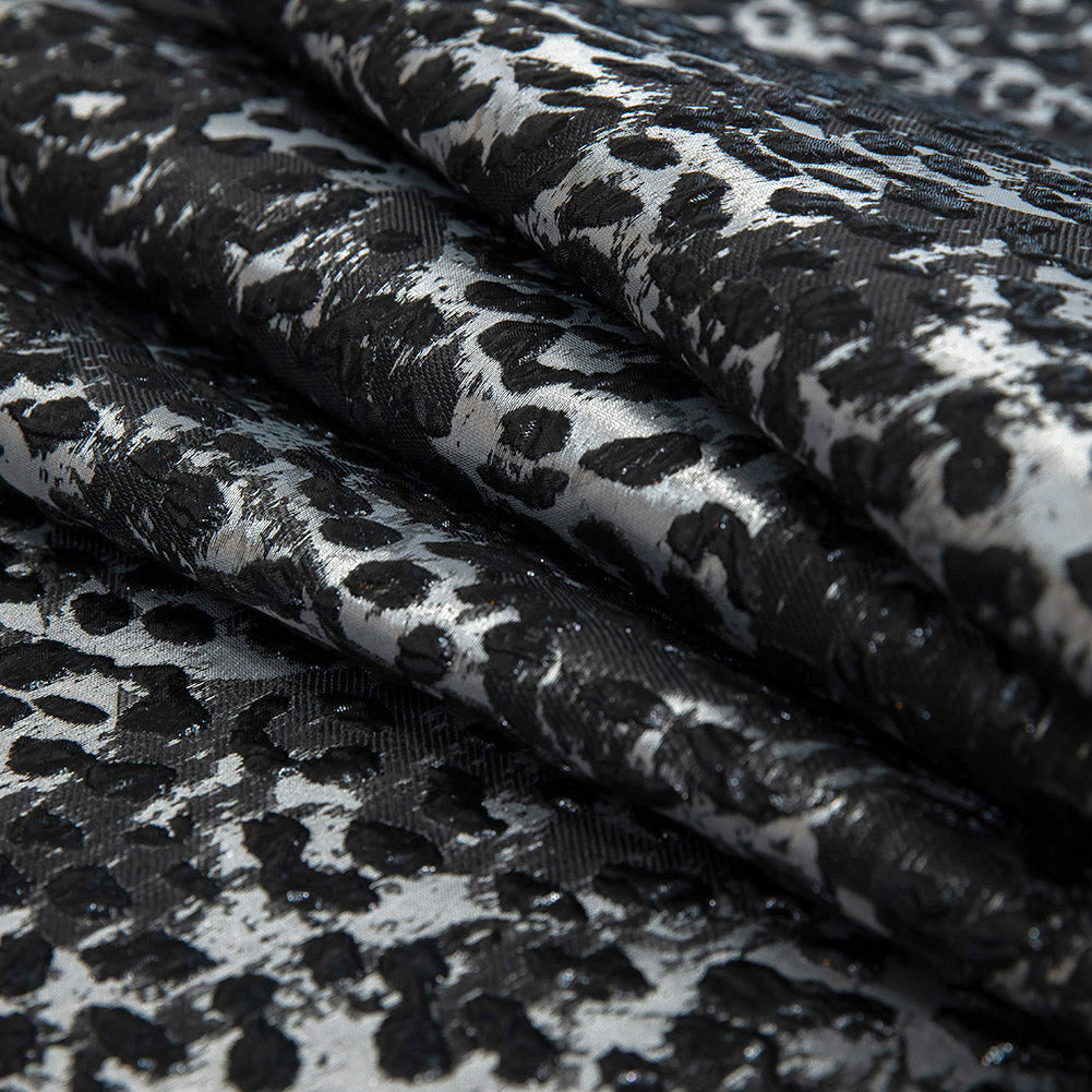 Metallic After Dark and Silver Leopard Patterned Luxury Brocade Metallic After Dark and Silver Leopard Patterned Luxury Brocade