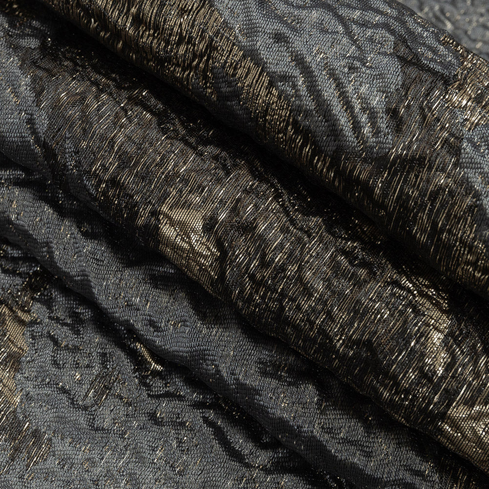 Metallic Gold and Black Abstract Luxury Brocade - Folded Metallic Gold and Black Abstract Luxury Brocade - Folded