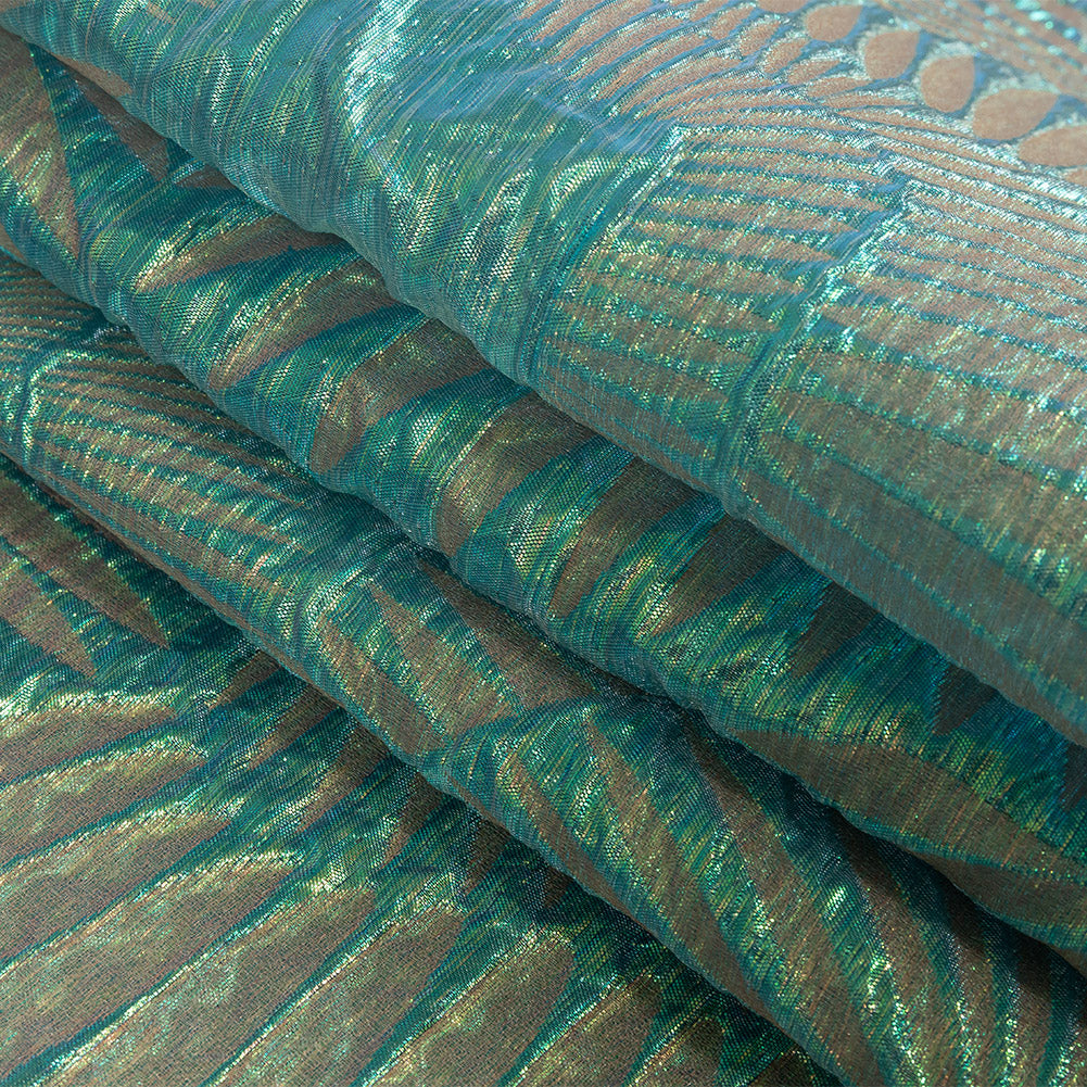 Metallic Iridescent Turquoise, Yellow and Pink Abstract Luxury Brocade Metallic Iridescent Turquoise, Yellow and Pink Abstract Luxury Brocade