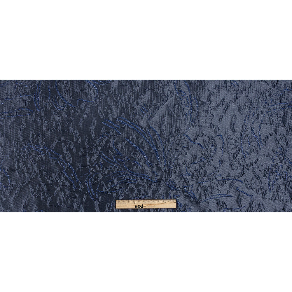 Metallic Royal and Navy Blue Floral Silhouettes Luxury Brocade Metallic Royal and Navy Blue Floral Silhouettes Luxury Brocade