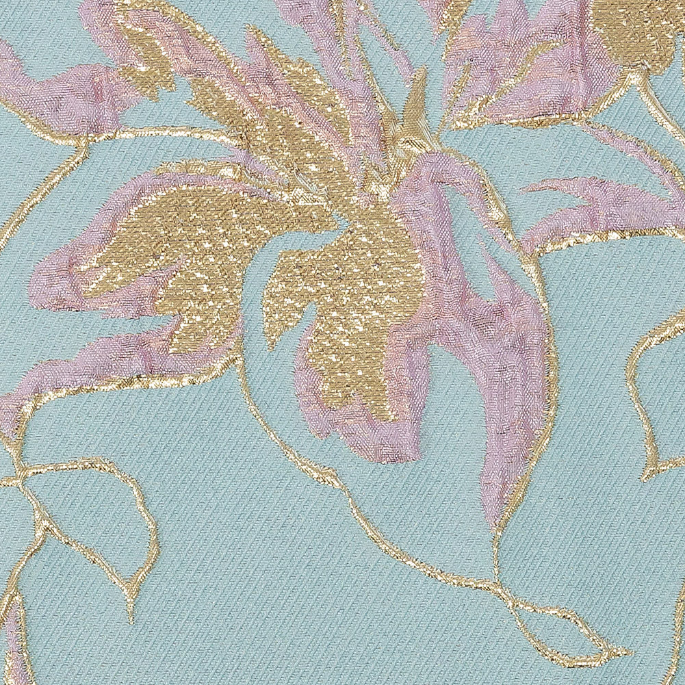 Metallic Gold, Aqua and Orchid Pink Floral Luxury Brocade Metallic Gold, Aqua and Orchid Pink Floral Luxury Brocade
