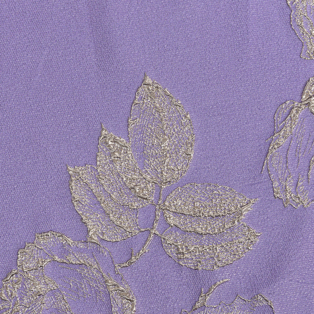 Metallic Gunmetal and Lavender Floral Luxury Brocade Metallic Gunmetal and Lavender Floral Luxury Brocade
