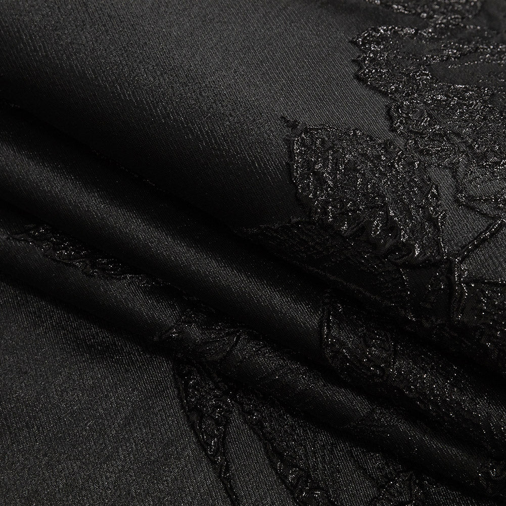Metallic Black Floral Luxury Brocade Detail Metallic Black Floral Luxury Brocade Detail