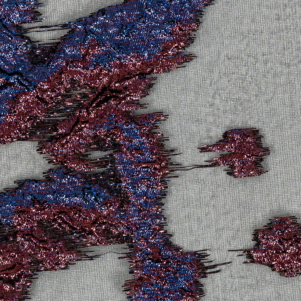 Metallic Royal, Burgundy and Black Abstract Luxury Burnout Brocade Metallic Royal, Burgundy and Black Abstract Luxury Burnout Brocade
