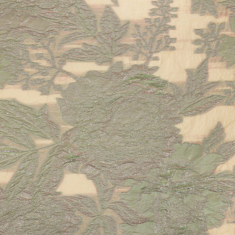 Metallic Mint, Orchid and Beige Floral Luxury Burnout Brocade Metallic Mint, Orchid and Beige Floral Luxury Burnout Brocade
