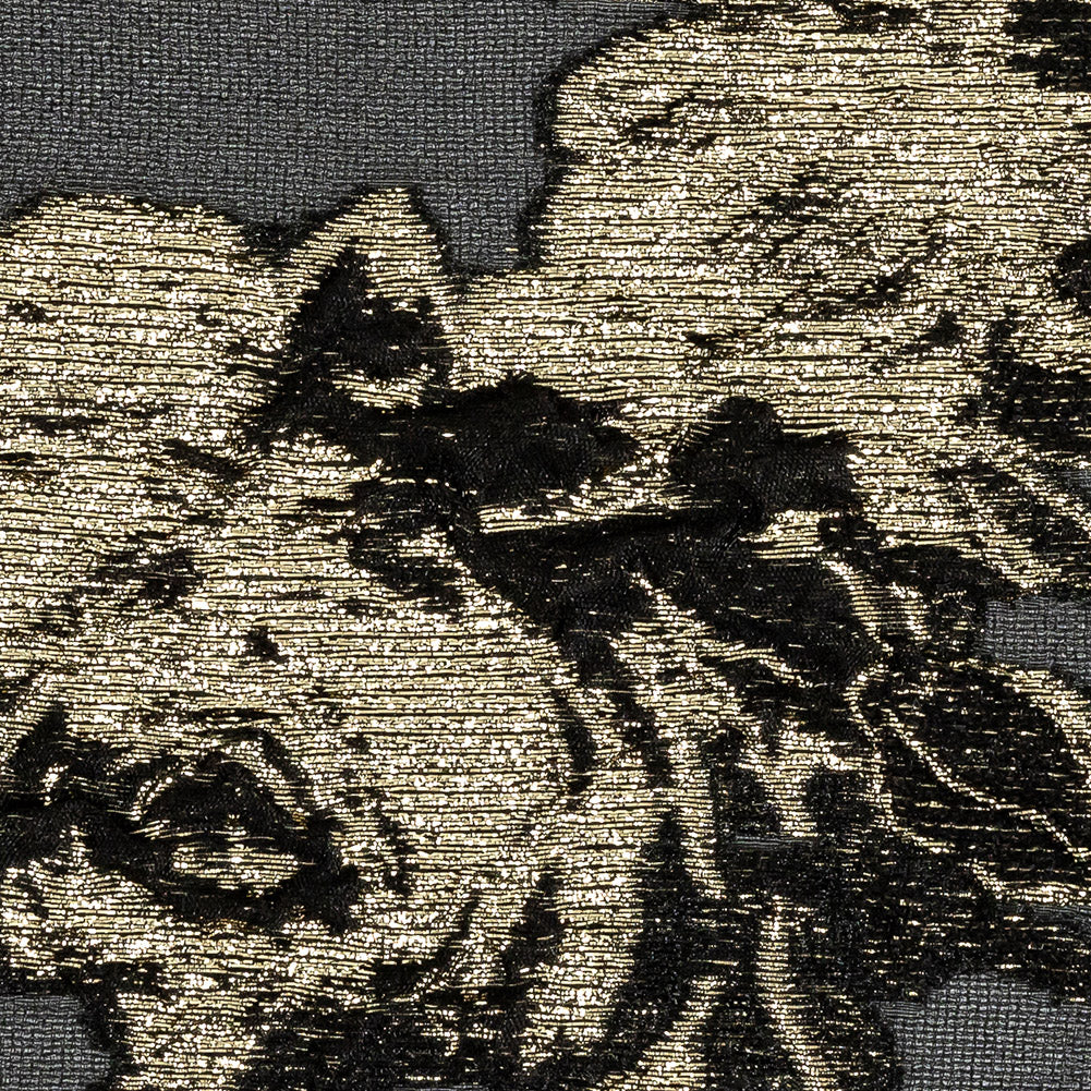 Metallic Gold and Black Floral Outlines Luxury Burnout Brocade Metallic Gold and Black Floral Outlines Luxury Burnout Brocade