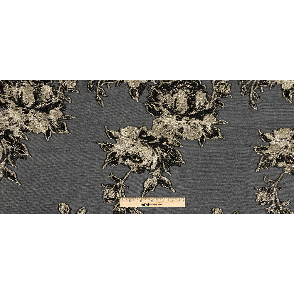 Metallic Gold and Black Floral Outlines Luxury Burnout Brocade Metallic Gold and Black Floral Outlines Luxury Burnout Brocade