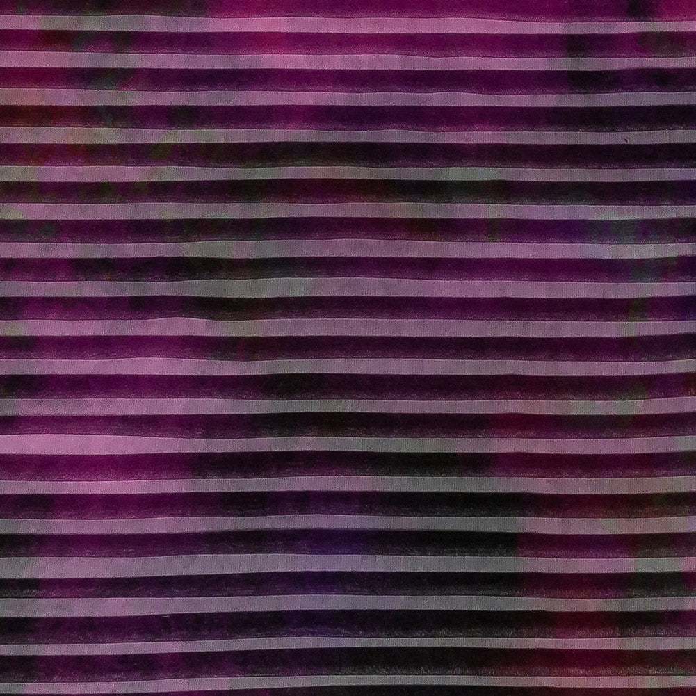 Accordion Pleated Organdy - Vivid Viola and Black Abstract - Detail Accordion Pleated Organdy - Vivid Viola and Black Abstract - Detail