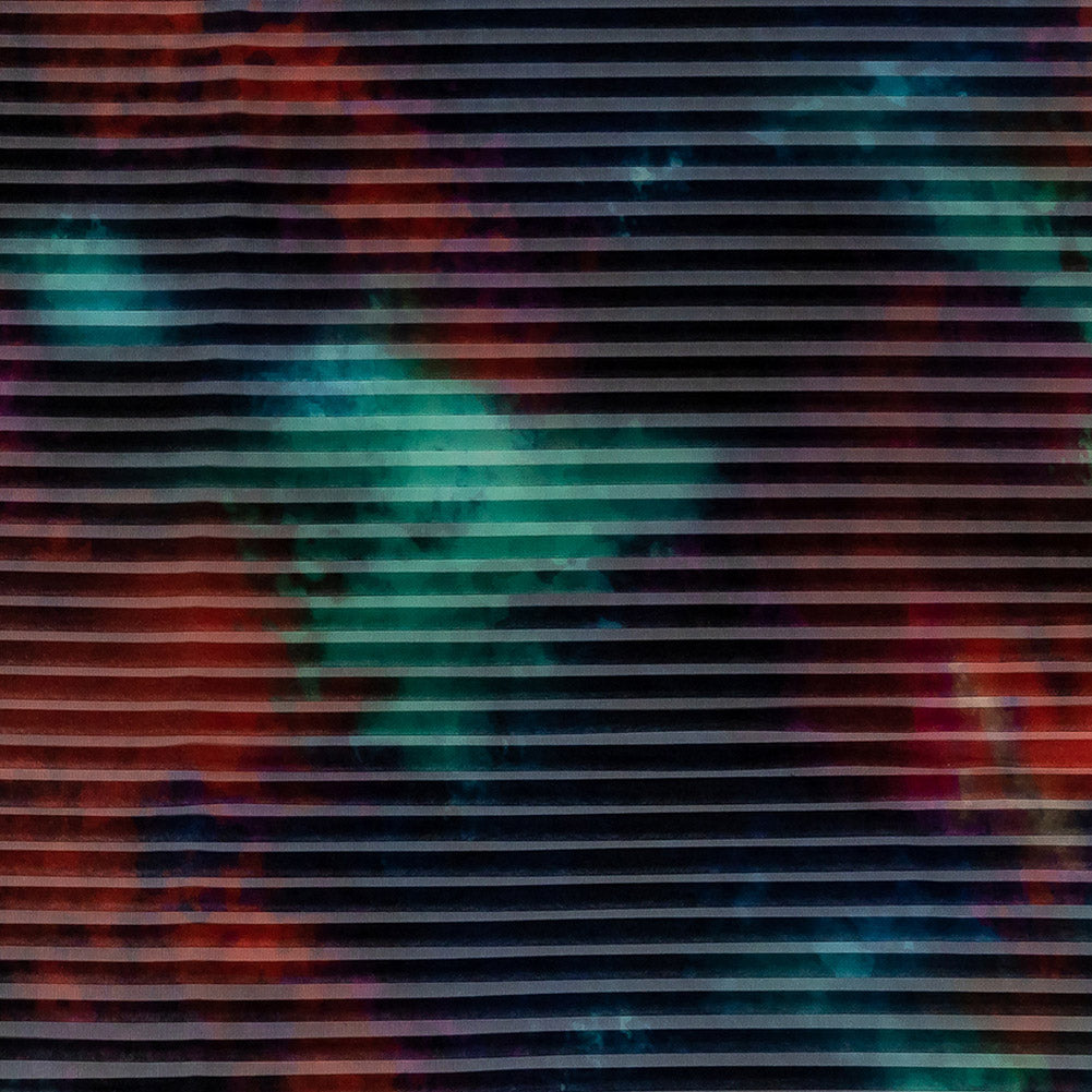Accordion Pleated Organdy - Red, Green and Blue Abstract Accordion Pleated Organdy - Red, Green and Blue Abstract