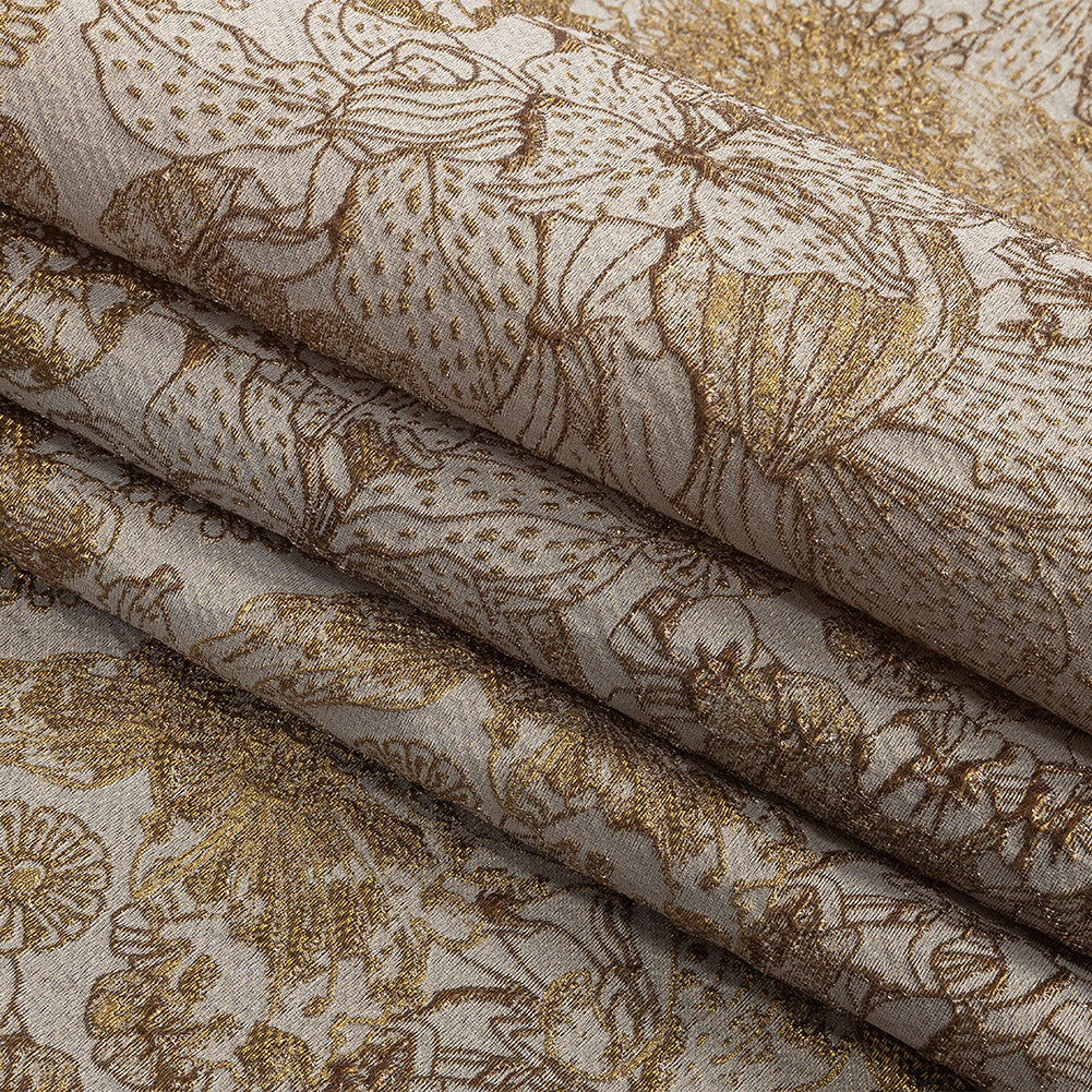 Metallic Antique Gold and Gray Floral Luxury Brocade Metallic Antique Gold and Gray Floral Luxury Brocade