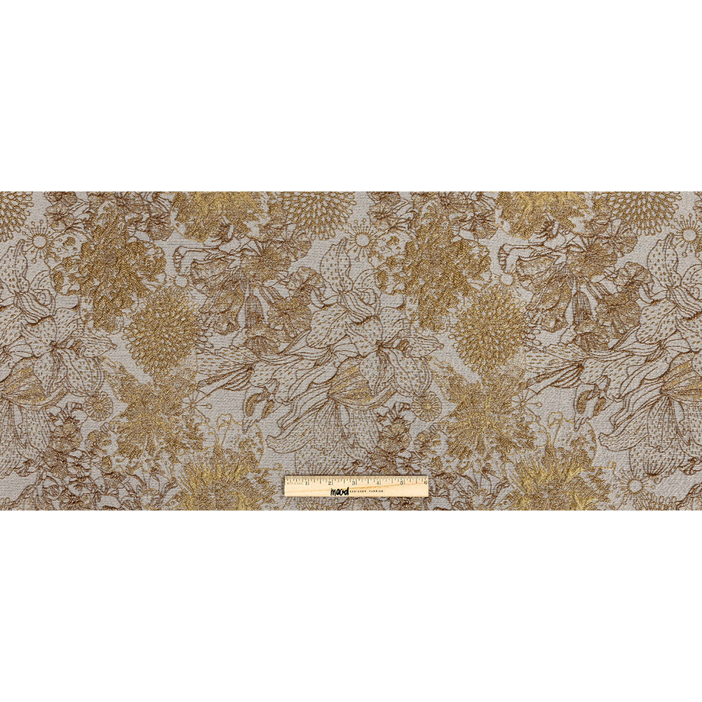 Metallic Antique Gold and Gray Floral Luxury Brocade Metallic Antique Gold and Gray Floral Luxury Brocade