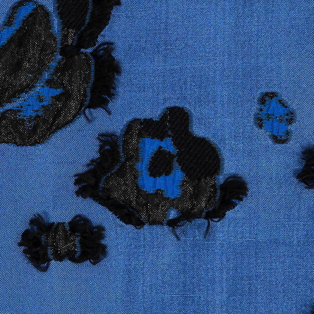 Cobalt and Black Floral Luxury Brocade