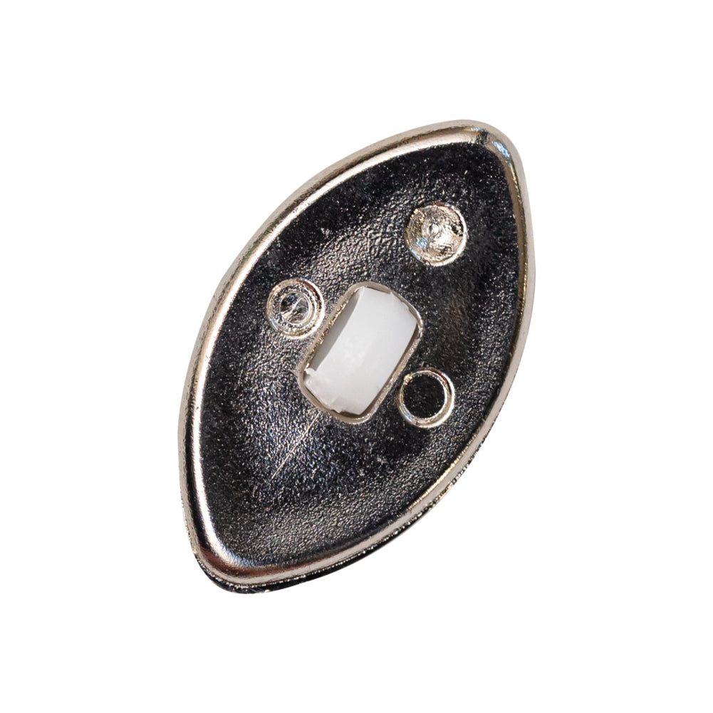Italian White and Silver 2-Piece Plastic Teardrop Shank Back Button - 42L/27mm Detail Italian White and Silver 2-Piece Plastic Teardrop Shank Back Button - 42L/27mm Detail