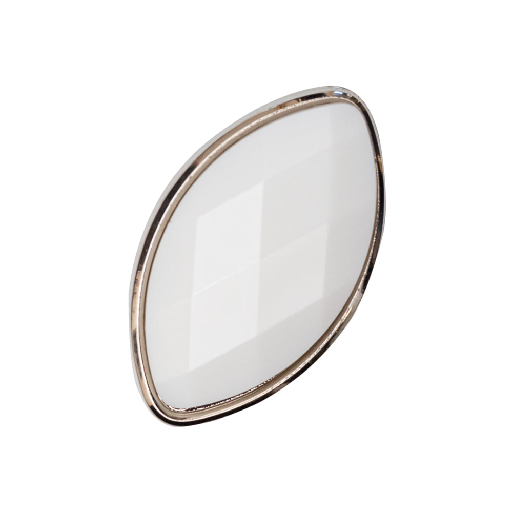Italian White and Silver 2-Piece Plastic Teardrop Shank Back Button - 42L/27mm Italian White and Silver 2-Piece Plastic Teardrop Shank Back Button - 42L/27mm