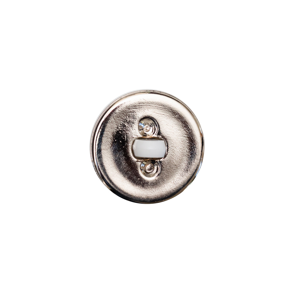 Italian White and Silver Round 2-Piece Shank Back Button - 24/15mm Detail Italian White and Silver Round 2-Piece Shank Back Button - 24/15mm Detail