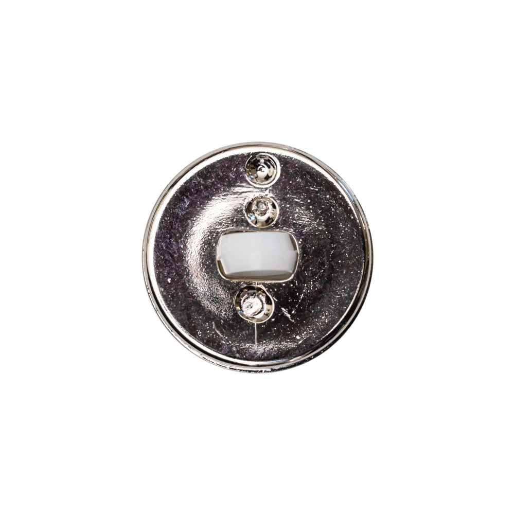 Italian White and Silver Round 2-Piece Shank Back Button - 30L/19mm Detail Italian White and Silver Round 2-Piece Shank Back Button - 30L/19mm Detail